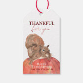 Bedankt voor je eekhoorn op Thanksgiving pompoen Cadeaulabel (Voorkant)
