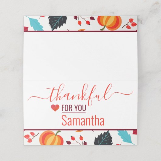 Bedankt voor je feestelijke Thanksgiving Plaatskaartje (Buitenkant ongevouwen)