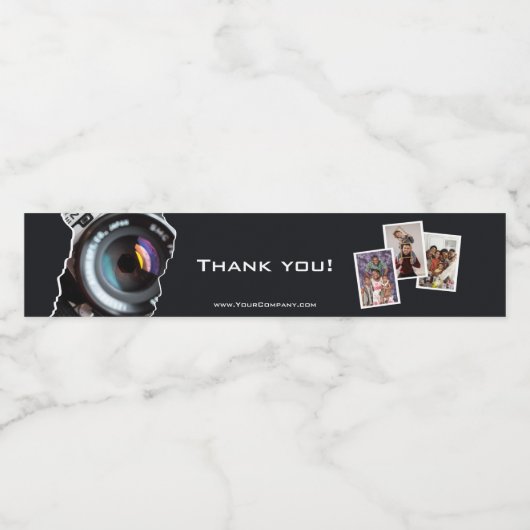 Bedankt voor je fotograaf Black-White Waterfles Etiket (Enkel label)