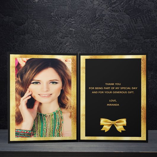 Bedankt voor je fotokaart gouden boog zwart