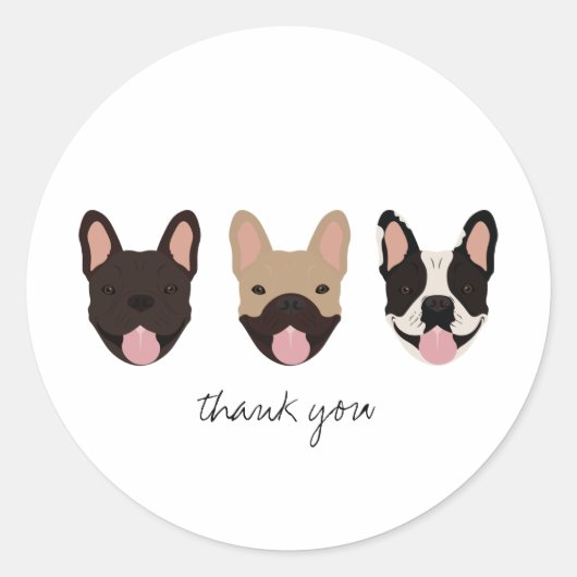 Bedankt voor je Franse Bulldogs Ronde Sticker (Voorkant)