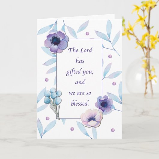 Bedankt voor je gezegende bediening Lavendel Blauw Kaart (Gele Bloem)