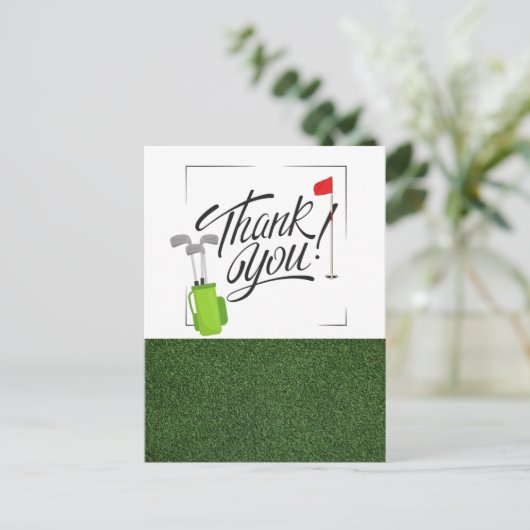 Bedankt voor je golfvlag en golftas briefkaart (Staand voorkant)