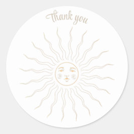 Bedankt voor je gouden lijntekening zonretro ronde sticker