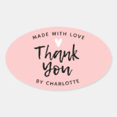 Bedankt voor je handgemaakt met liefdesroze klassi ovale sticker (Voorkant)