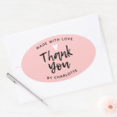 Bedankt voor je handgemaakt met liefdesroze klassi ovale sticker (Envelop)