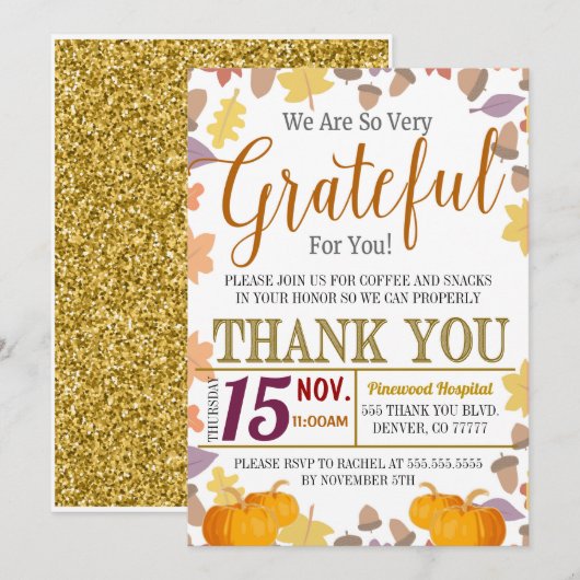 Bedankt voor je Herfst Appreciation Invitation Kaart (Voorkant / Achterkant)