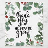 bedankt voor je hulp voor de kerstcadeautjes wijn etiket (Enkel label)