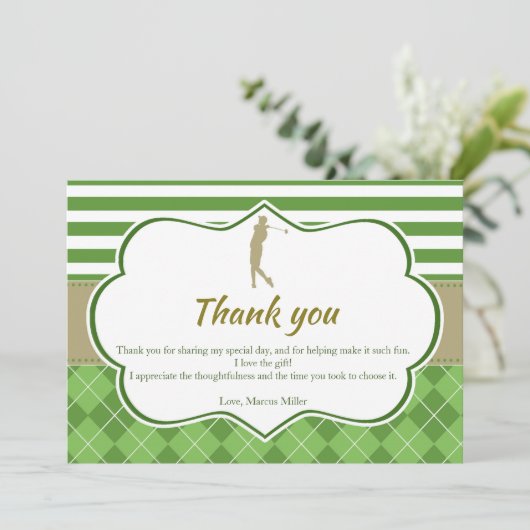 Bedankt voor je kaart groene goudgolf, gepersonali (Staand voorkant)