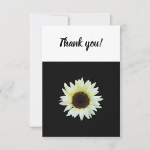 Bedankt voor je kaart met witte zonnebloem op zwar