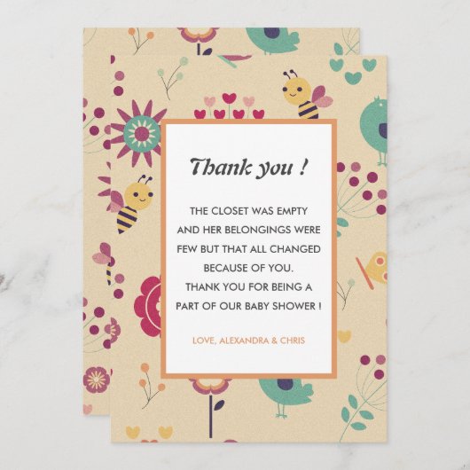 Bedankt voor je kaarten Cute Whimsical (Voorkant / Achterkant)