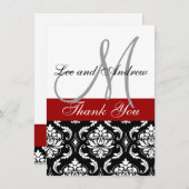 Bedankt voor je kaarten met Monogram Names Red Dam (Voorkant / Achterkant)