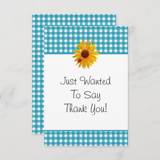 Bedankt voor je kaarten Summer Sunflower Gingham (Voorkant / Achterkant)