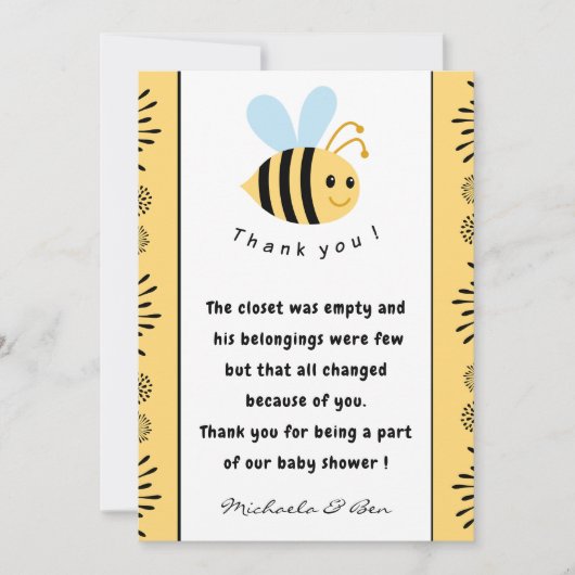 Bedankt voor je kaarten Zoet je Baby shower. (Voorkant)