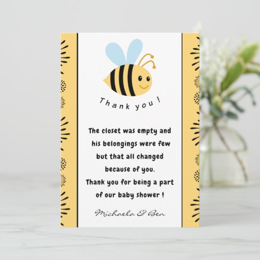 Bedankt voor je kaarten Zoet je Baby shower. (Staand voorkant)