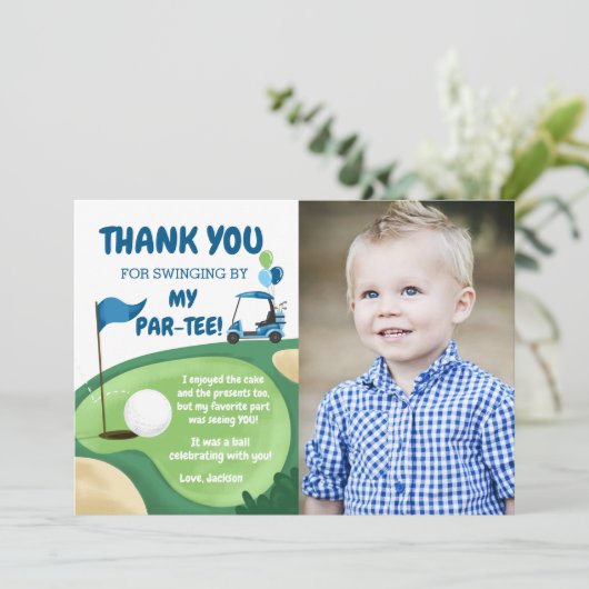 Bedankt voor je kaartje in één Golf Birthday T-shi Kaart (Staand voorkant)