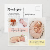 Bedankt voor je kalligrafie 4 Foto Collage Birth A Aankondigingskaart (Voorkant / Achterkant)