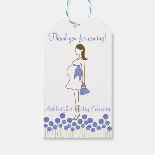 Bedankt voor je komst! Blauw Silhouet Baby shower Cadeaulabel (Voorkant)