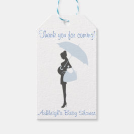 Bedankt voor je komst! Blauw Silhouet Baby shower Cadeaulabel