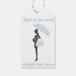 Bedankt voor je komst! Blauw Silhouet Baby shower Cadeaulabel