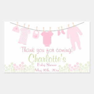 Bedankt voor je komst! Clothesline-Baby shower Rechthoekige Sticker