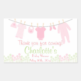 Bedankt voor je komst! Clothesline-Baby shower Rechthoekige Sticker