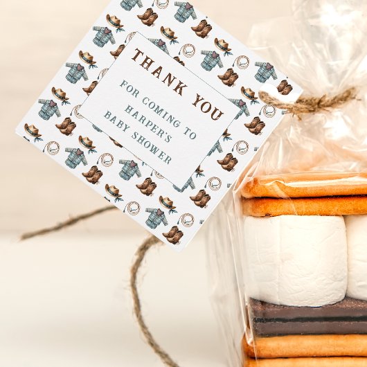 Bedankt voor je komst Cowboy Baby shower Bedankjes Labels