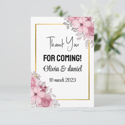 Bedankt voor je komst Hartelijk dank (Staand voorkant)