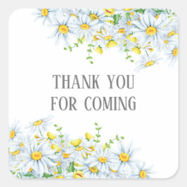 Bedankt voor je komst. Kamille bloem baby shower Vierkante Sticker