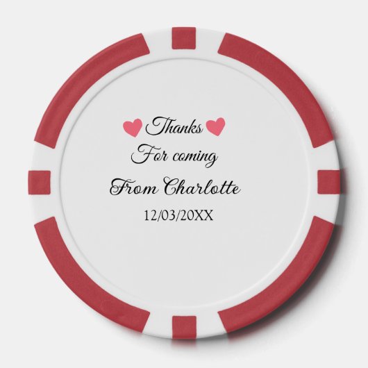 bedankt voor je komst naam sms'je poker chips (Voorkant)