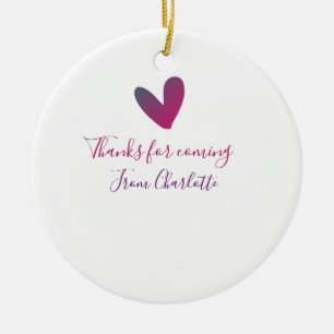 bedankt voor je komst naam toevoegen tekstbericht keramisch ornament