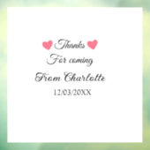 bedankt voor je komst naam toevoegen tekstbericht raamsticker (Vel 3)