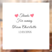 bedankt voor je komst naam toevoegen tekstbericht raamsticker (Vel 2)