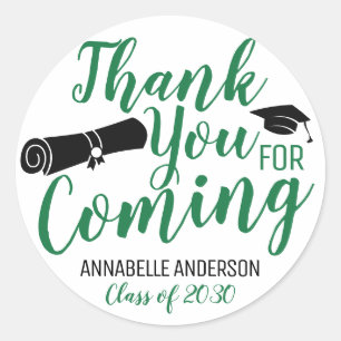 Bedankt voor je komst naar Green Graduation Party  Ronde Sticker