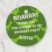 Bedankt voor je komst naar mijn dinosaurus verjaar bedankjes labels (Voorkant)