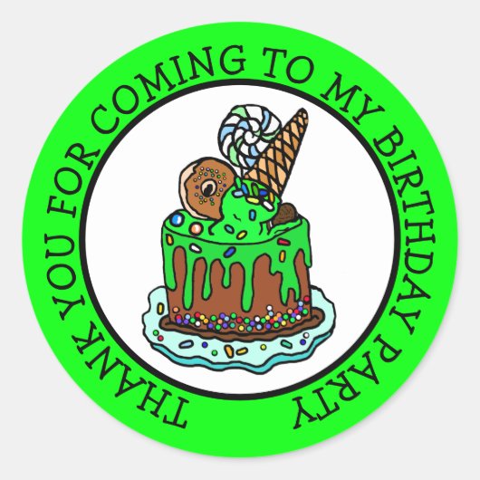 Bedankt voor je komst naar mijn verjaardag ronde sticker (Voorkant)
