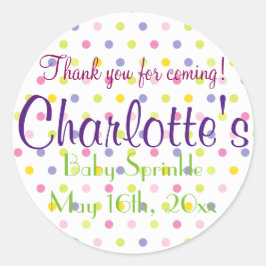Bedankt voor je komst! Polka Dot Baby Sprinkle Ronde Sticker