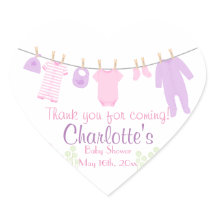 Bedankt voor je komst! Roze Clothesline Baby showe