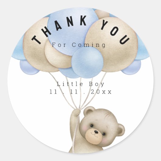 Bedankt voor je komst Teddy Bear Balloon Sticker (Voorkant)