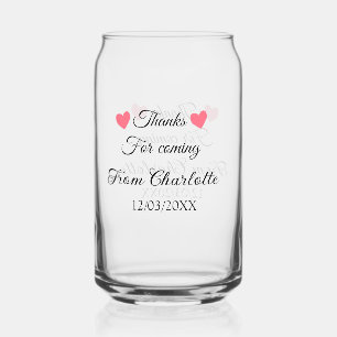 bedankt voor je komst voeg naam toe aan tekstberic blikvorm glas