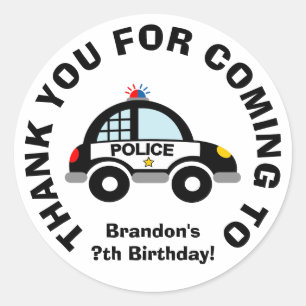 Bedankt voor je komst voor de politie van Birthday Ronde Sticker