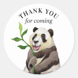 Bedankt voor je komst. Waterverf panda baby shower Ronde Sticker