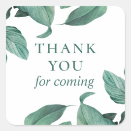 Bedankt voor je komst. Waterverf tropisch groen Vierkante Sticker