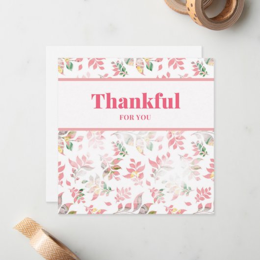 Bedankt voor je lente bloemen notitiekaartje (Voorkant / Achterkant in situ)