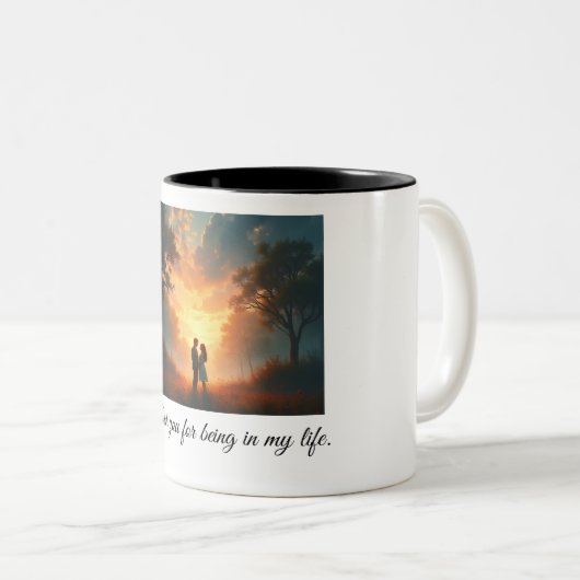 Bedankt voor je leven tweekleurige koffiemok (Voorkant rechts)