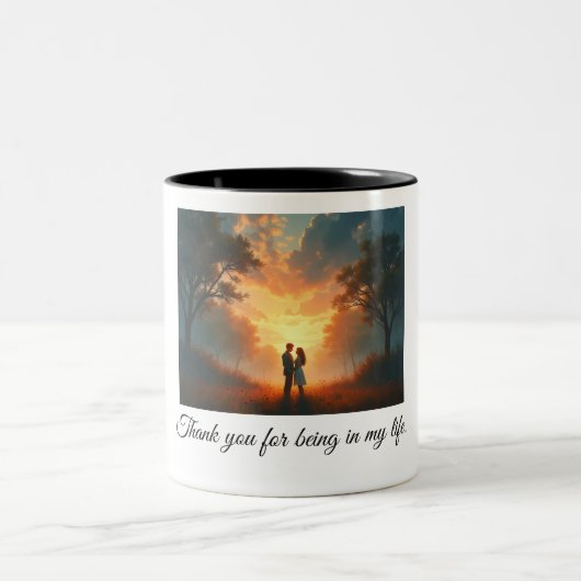 Bedankt voor je leven tweekleurige koffiemok (Center)