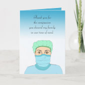 Bedankt voor je medeleven voor verpleegkundige of  kaart (Voorkant)