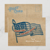 Bedankt voor je militaire burlap vlag briefkaart (Voorkant / Achterkant)
