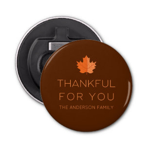 Bedankt voor je   Moderne minimale Thanksgiving Button Flesopener