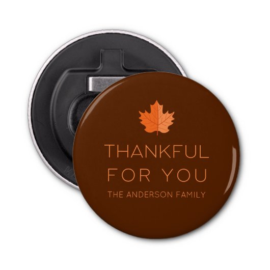 Bedankt voor je | Moderne minimale Thanksgiving Button Flesopener (Voorkant)